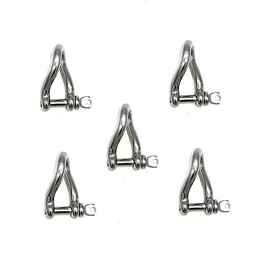 Marine Grade AISI 316 Stainless Steel Screw Pin Mini Twisted Shackle 5/32"(4mm)-5pcs