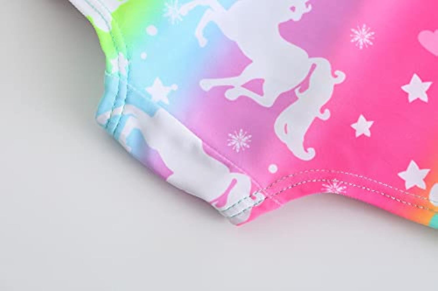 KuKiee Girls One Piece Rainbow Unicorn Swimsuit Stars Print Swimwear Bathing Suit