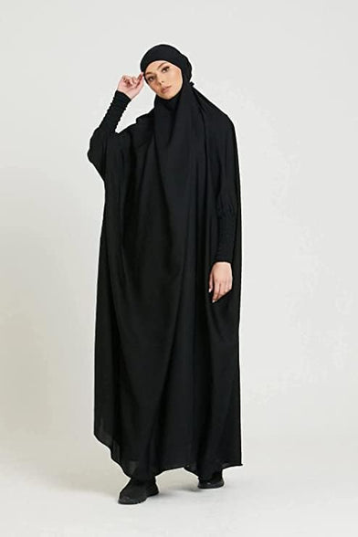 BOJON Women's Muslim One Piece Prayer Dress for Women Abaya Dress Islamic Middle East Dubai Turkey Maxi Abaya Kaftan with Hijab Dress Full Length