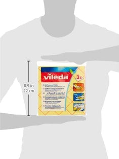 Vileda All-Purpose Cloth 3Pcs, Powerful Cleaning, Water-Absorbent, Durable - Yellow ( 3 Pcs Per Pack)