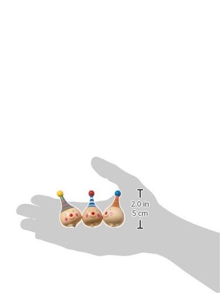 small foot Set of 6 Clown Spinning Tops, Solid Wood with Colourful Clown Face, Motor Skills Toy, 6138 Toys, 5 x 3.5 x 3.5 cm