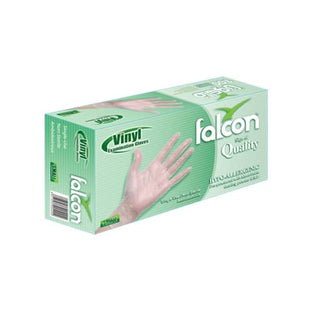 Falcon Vinyl Gloves - Clear Powder Free | S, M, L, XL | (2 Packs x 100 Pieces)