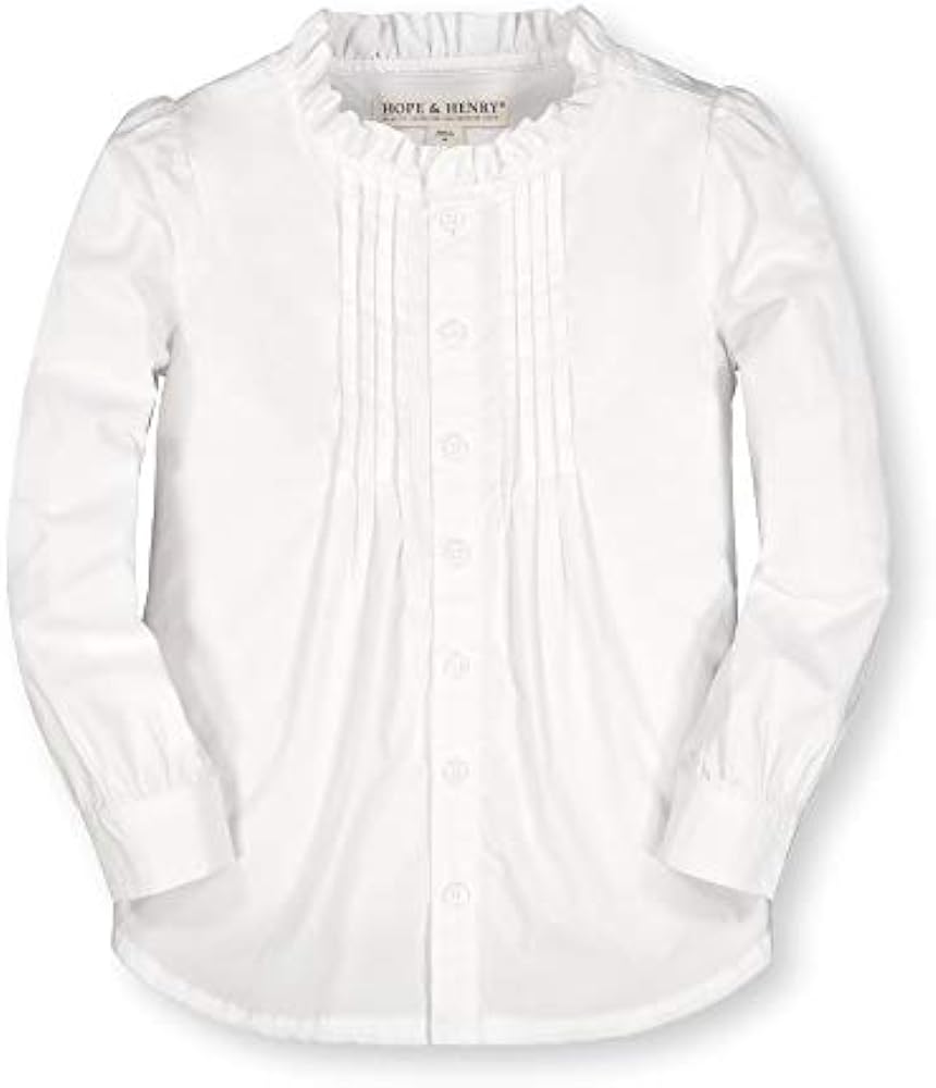 Hope & Henry Girls' Long Sleeve Button Down Pleated Blouse