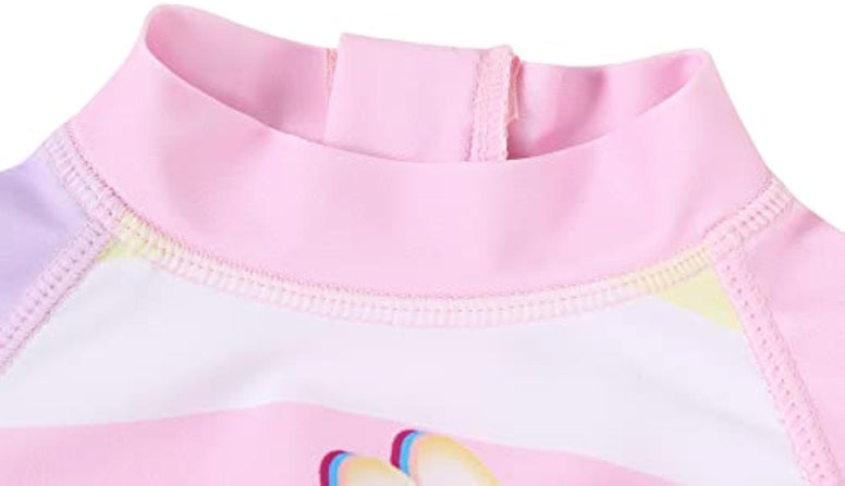 WonderBabe Unicorn/Flamingos Girls UV Swimsuit Kids Sun Protection Swimming Costume One Piece Round-Neck Swimwear Rash Guard Bathing Suit Surfing Sunsuit 1-8 Years