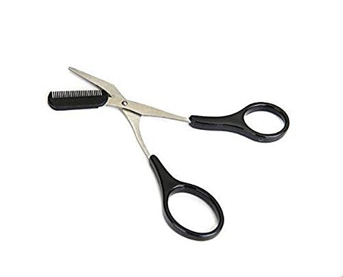 2Pcs Curved Eyebrow Trimmer Eyebrow Shear Scissors Eyelash Hair Scissors Cutter Remover Tool Eyebrow Grooming Tool With Comb and Non Slip Finger Grips for Women Men Makeup Eyebrow Eyelash Trimming