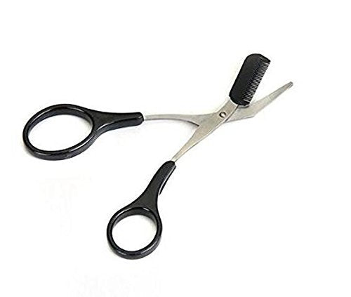 2Pcs Curved Eyebrow Trimmer Eyebrow Shear Scissors Eyelash Hair Scissors Cutter Remover Tool Eyebrow Grooming Tool With Comb and Non Slip Finger Grips for Women Men Makeup Eyebrow Eyelash Trimming