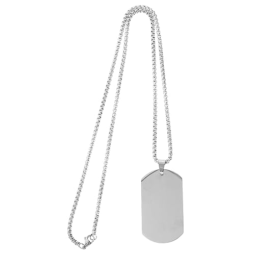 POPETPOP Small Dog Tag Chain Necklace for Men Gold Stainless Steel Necklace Name Tag Necklace Travel Luggage Tag Pet Id Tags Dog Tag Dog Tag Chain Pendant Label Id Card 18k Metal