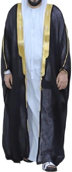 MAJAAZI Traditional Arabic BISHT| Cloak for Men | Kanthoora Overcoat| Cultural Formal Wear for Wedding Party Eid celebration