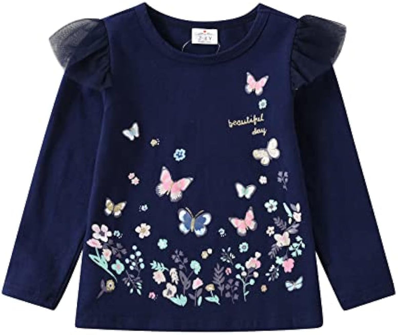 VIKITA Little Girls Cute Flower Long Sleeve T-Shirt Top for 1-8 Years