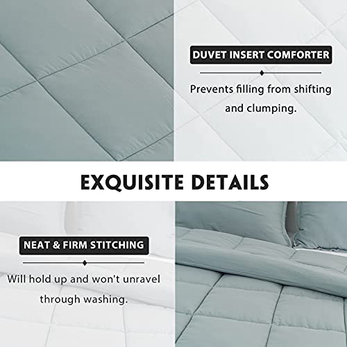 RECYCO Full Queen Comforter Set, Lightweight Ultra Soft Down Alternative Quilted Comforter, Duvet Insert Bedding Sets with Pillow Sham for All Season, Sage Green