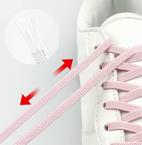 (1 Pair) Elastic No Tie Shoelaces, Proxima Direct Semicircle Shoe Laces Quick Lazy Metal Lock Laces Shoe Strings, System With Elastic Shoe Laces - One Size Fits All Kids & Adult, Elderly