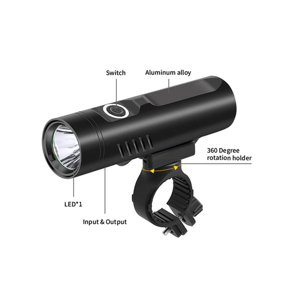 USB Rechargeable Bike Light Front, Super Bright T6 Flashlight Waterproof Bicycle Headlight and Taillight, Cycling Safety Bicycle Light