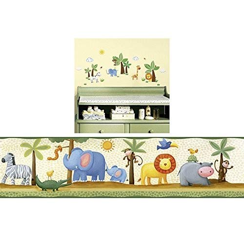 RoomMates RMK2635SCS, Repositionable Jungle Friends Wall Stickers, Multi