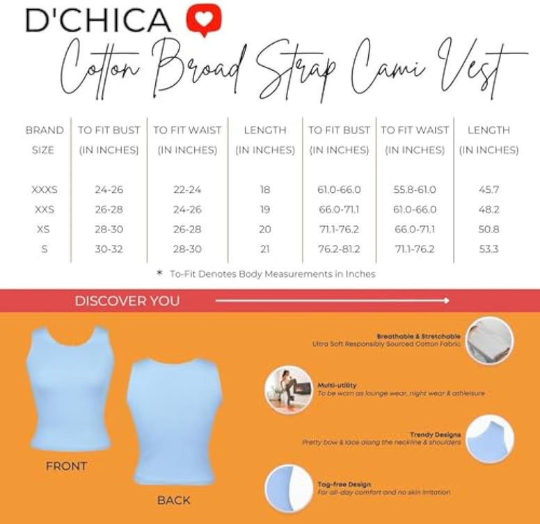 D'chica Girls Undershirt Cotton Camisoles Shelf Bra Layering Cami