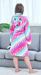 Boys Girls Bathrobes Toddler Kids Hooded Robes Plush Soft Coral Fleece Pajamas Sleepwear for Girls Boys