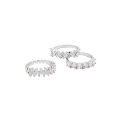 Aldo Womens Silver/Clear Multi Plati Ring Size 5