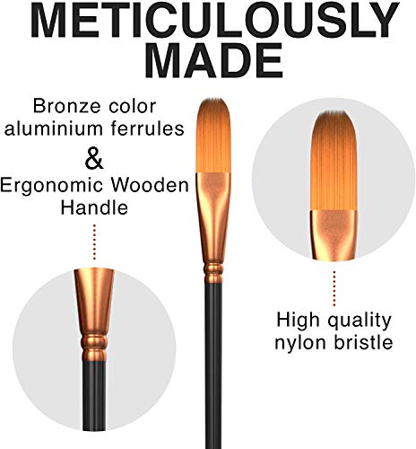 S2C Professional Artist Paint Brushes set with Nylon Hair Painting Brush Great for Acrylic, Face, Nail Art, Body Art, Miniature Detailing & Rock Painting.Great For Kids and Adults