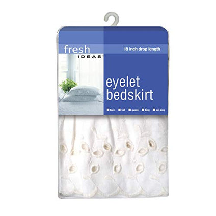 FRESH IDEAS Eyelet Bed Skirt Dust Ruffle Embroidered Details, Extra Long 18