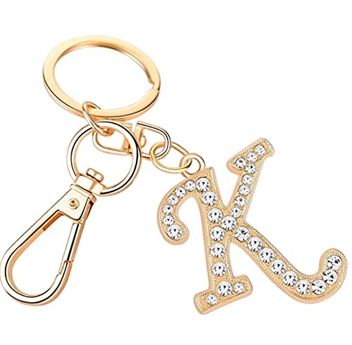 Goodern Keychain for Women Purse Charms for Handbags Crystal Alphabet Initial Letter Pendant with Key Ring, Keychain creative Letter A-Z for Car Key ring Alphabet Initial Letter Pendant