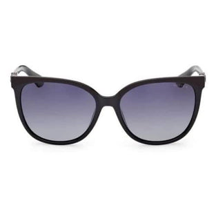 Guess GU786401D58 Round Shape Full Rim Sunglasses for Women, 58 mm Lens Width, Shiny Black/Smoke Polarized