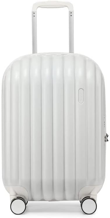 20 Inch Hard Shell Cabin Carry On Luggage Airline Approved Lightweight Travel Suitcase with Spinner Wheels Free Memory Foam Neck Pillow (White)