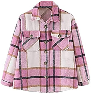 Fhniepan Girls Flannel Plaid Button Down Long Sleeve Shirt Jacket Shackets