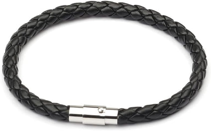 GAUEIOUR Men's Woven Leather Bracelet,Magnetic Copper Buckle Woven Bracelet, Nail Buckle PU Leather Rope Couple Bracelet Accessories, Fashionable Men's Accessories, Men's Jewelry Gifts (Black),