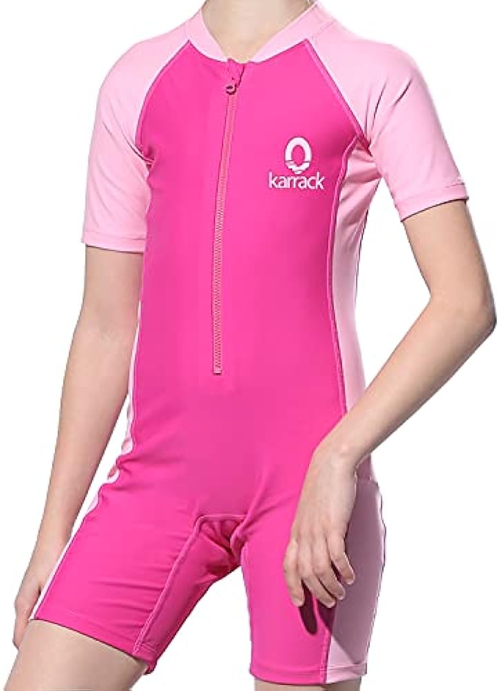 Karrack Girls and Boys One Piece Rash Guard Swimsuit Kid Water Sport Short Swimsuit UPF 50+ Sun Protection Bathing Suits