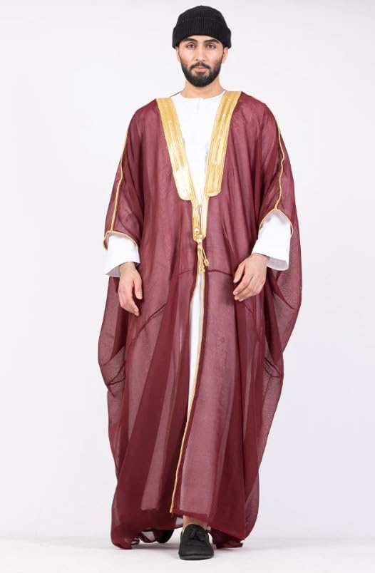 MAJAAZI Traditional Arabic BISHT| Cloak for Men | Kanthoora Overcoat| Cultural Formal Wear for Wedding Party Eid celebration