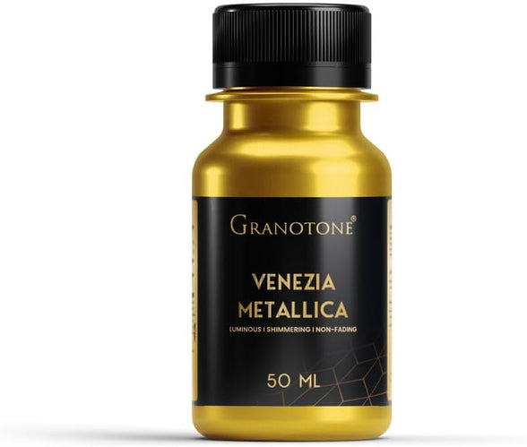 GRANOTONE Acrylic Venezia Metallic Colour 24 Carats Gold | 50 ml | Extra Sheen | Non Fading | Indoor/Outdoor | Non Toxic | Multi-Surface | Pro Artist, Hobby Painters & Kid | Made in India