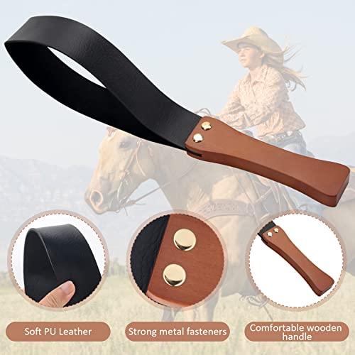 Catcan Riding Crop for Horses, Leather Paddle with Anti-Slip Wooden Handle, 19'' Equestrianism Crops