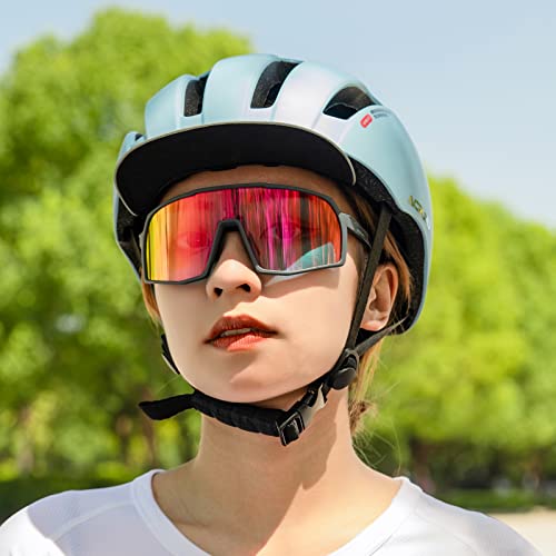Polarized Cycling Glasses Sports Sunglasses, UV400 Protection Biking Glasses with 2 Interchangeable Lenses for Men Women