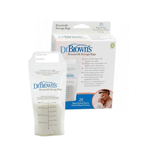 Dr. Brown's Breastmilk Transparent Storage Bag (6 Oz / 180 ml), 25-Pack S4005-It