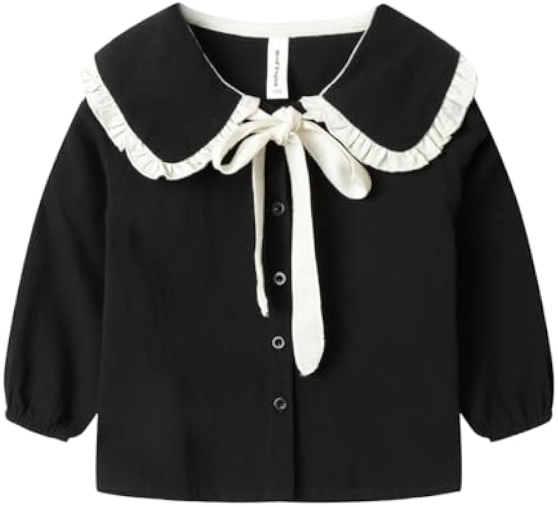 Mud Kingdom Little Girls Long Sleeve Shirt Peter Pan Collar Cute