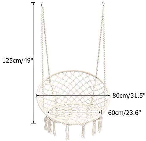 DD DDPA Hammock Chair Macrame Swing with Cushion and Hanging Kits Bohemian Handmade Hanging Hammock Chair for Indoor, Outdoor, Home, Bedroom, Patio, Yard, Porch, Garden - 330 lbs Weight Capacity