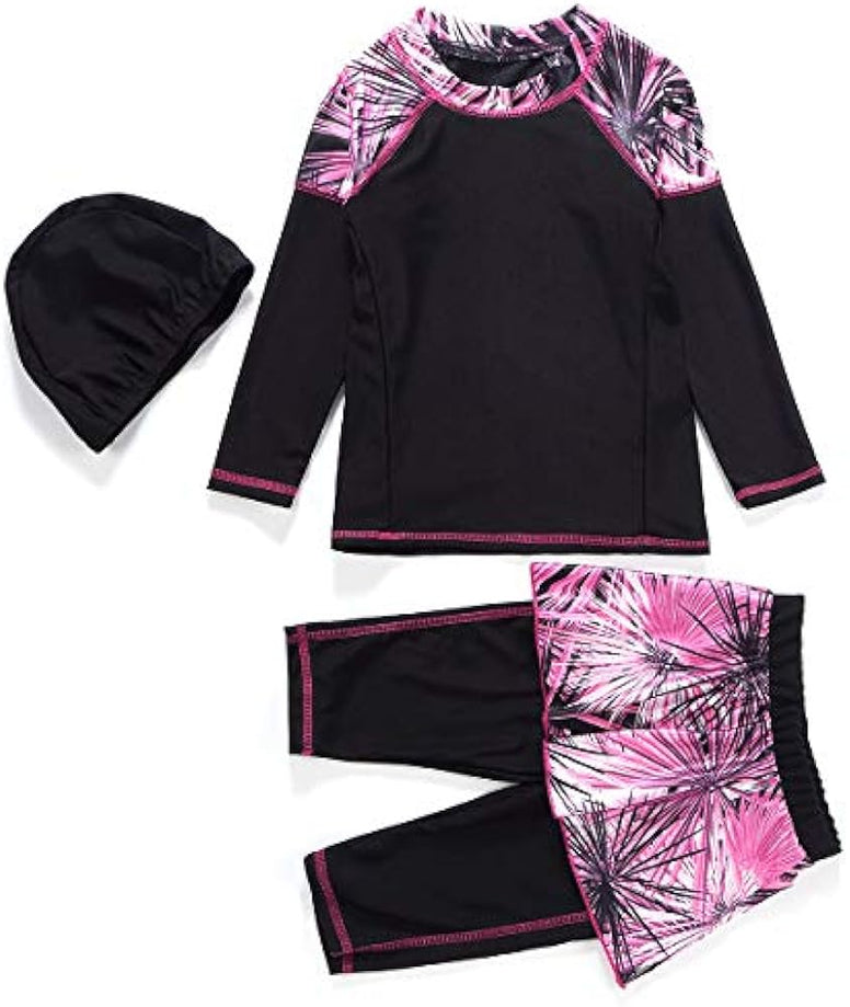 Maeau Muslim Swimsuit for Kids Girls Full Cover Islamic Bathing Suit Hijab Burkini Swimwear