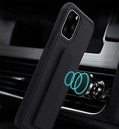 Huawei Y6S Wrist Strap Hand Band Stand Magnetic Car Luxury Shockproof Back Case Cover (Black)