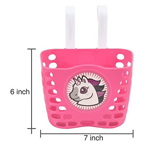 Little World Kids Bike Basket, Bike Basket Front with 1 Pair Bike Streamers, Kids Bike Basket Bike Accessories for Girls and Boys