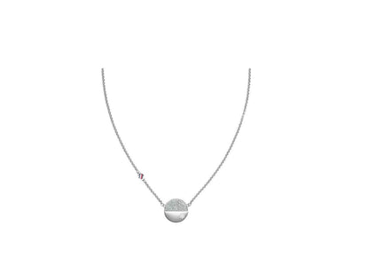 Tommy Hilfiger Women's Flag Engraved TH Monogram Orb Charm Chain Necklace, Silver, MEDIUM