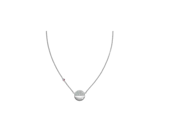 Tommy Hilfiger Women's Flag Engraved TH Monogram Orb Charm Chain Necklace, Silver, MEDIUM