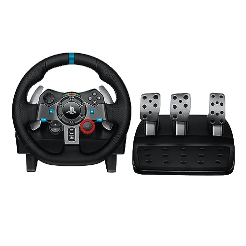 Logitech G29 Driving Force Racing Wheel and Floor Pedals, Real Force Feedback, Stainless Steel Paddle Shifters for PS5, PS4, PC, Mac - Black - UAE Version