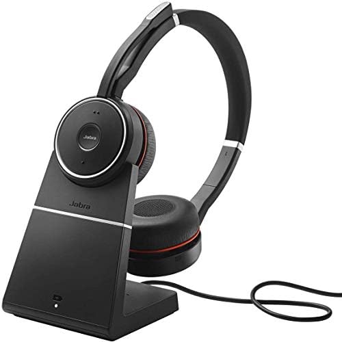 Jabra Evolve 75 UC Wireless Headset, Stereo – Includes Link 370 USB Adapter – Bluetooth Headset with World-Class Speakers, Active Noise-Cancelling Microphone, All Day Battery