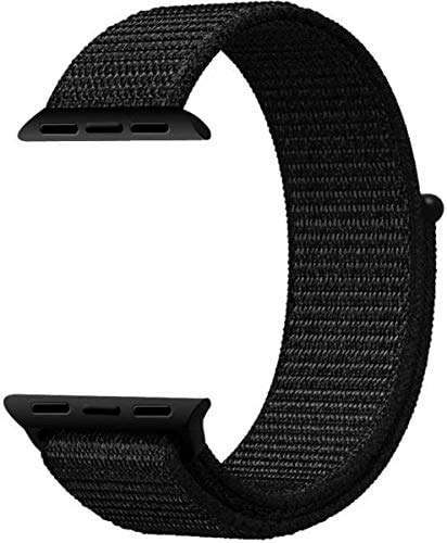 MARGOUN Nylon Sport Band for Apple Watch 49mm 45mm 44mm 42mm, Soft Replacement Strap for iWatch Series 8/ultra/7/6/ SE/ 5/4/3/2/1 (Black)