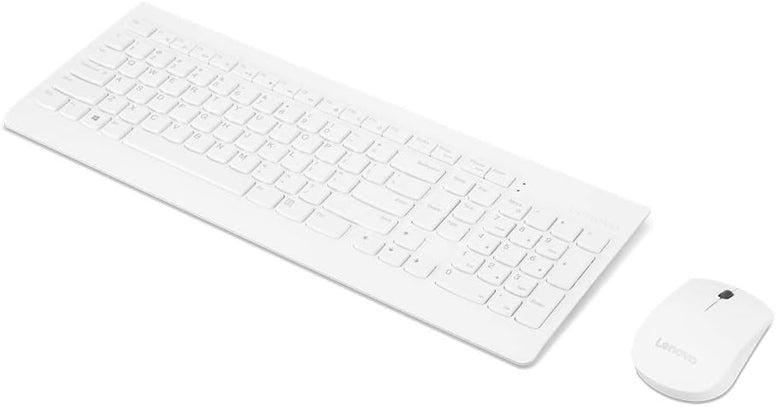 Lenovo 510 Wireless Combo with 2.4 GHz USB Receiver, Slim Full Size Keyboard, Full Number Pad, 1200 DPI Optical Mouse, Left or Right Hand, GX30W75336, White