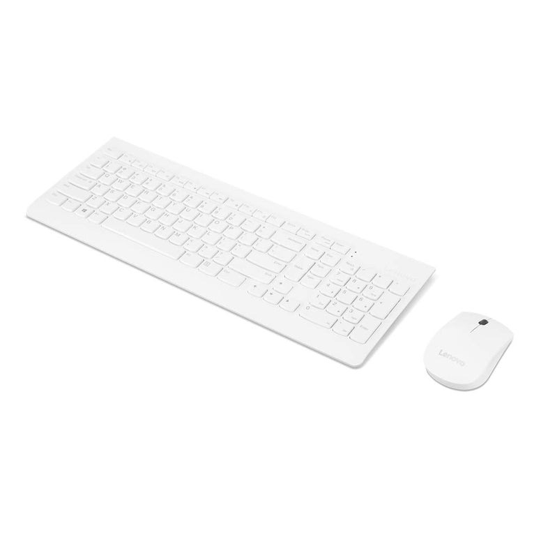 Lenovo 510 Wireless Combo with 2.4 GHz USB Receiver, Slim Full Size Keyboard, Full Number Pad, 1200 DPI Optical Mouse, Left or Right Hand, GX30W75336, White