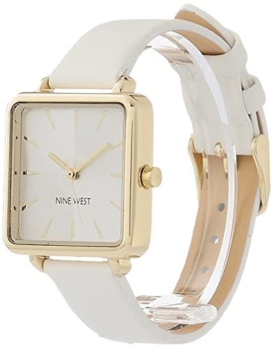 Nine West Women's Japanese Quartz Dress Watch with Faux Leather Strap