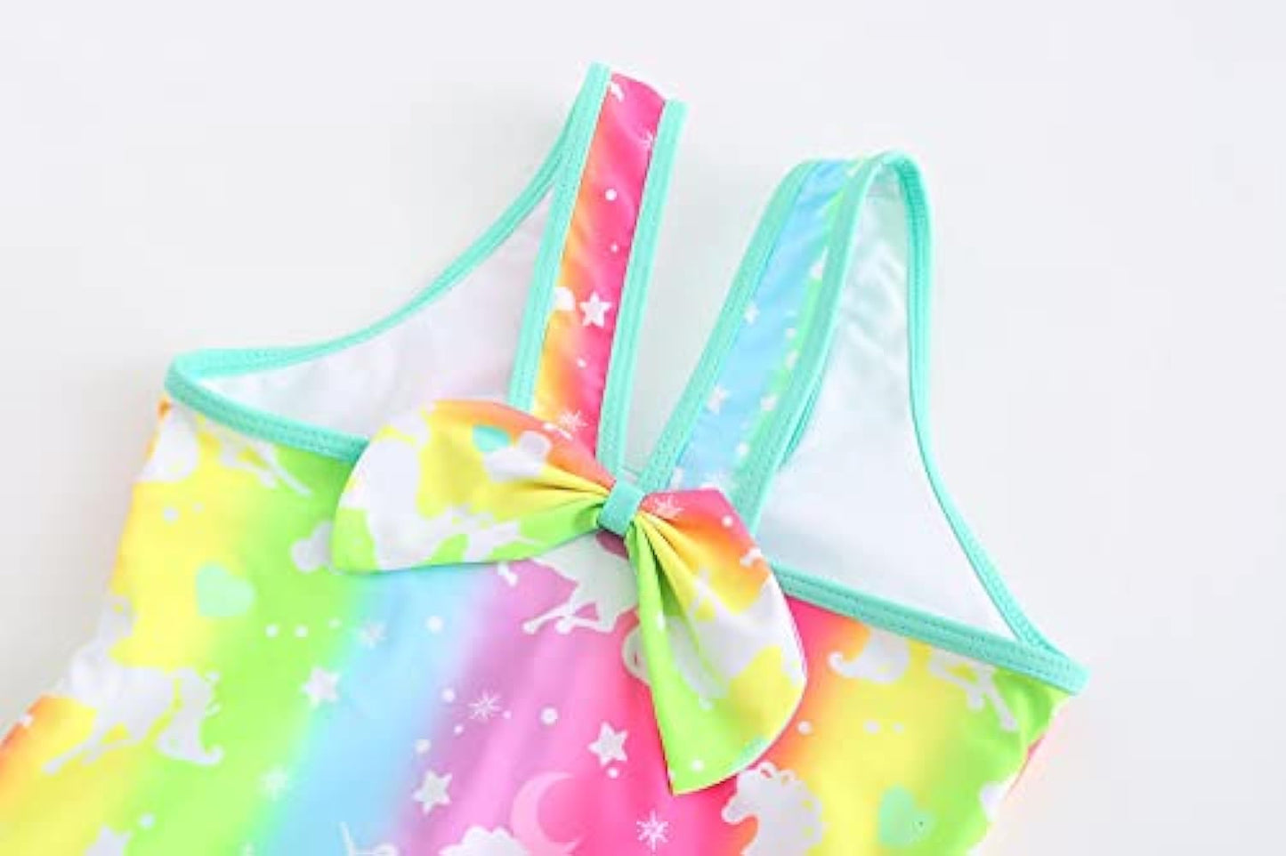 KuKiee Girls One Piece Rainbow Unicorn Swimsuit Stars Print Swimwear Bathing Suit