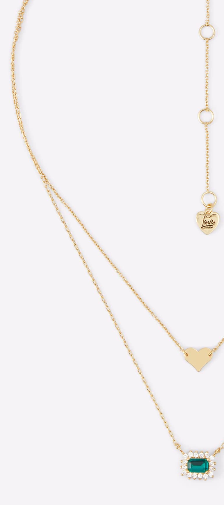 Aldo Women's Valaever Chain Necklace, Gold/Green