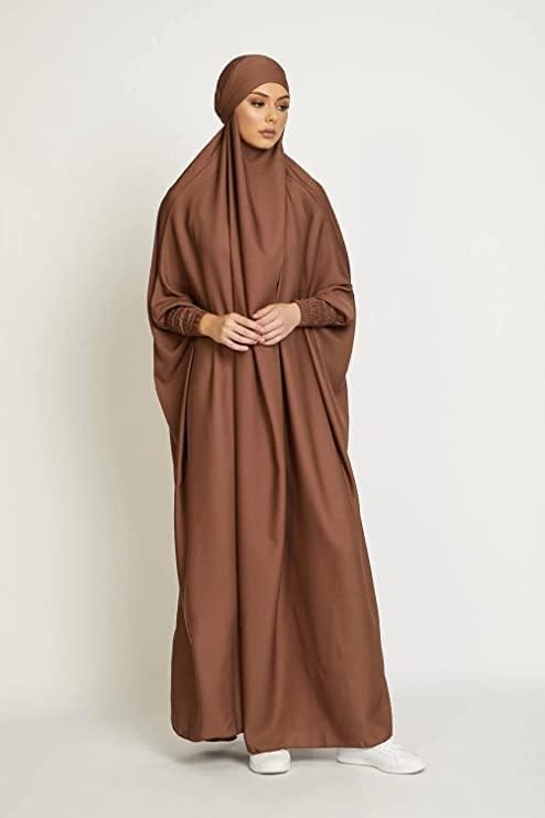 BOJON Women's Muslim One Piece Prayer Dress for Women Abaya Dress Islamic Middle East Dubai Turkey Maxi Abaya Kaftan with Hijab Dress Full Length