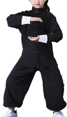 Libaobaoyo Kung Fu Suit for Unisex Kids Long Sleeve Black Martial Arts Taichi Traditional Performance Uniform (9-10 Years)